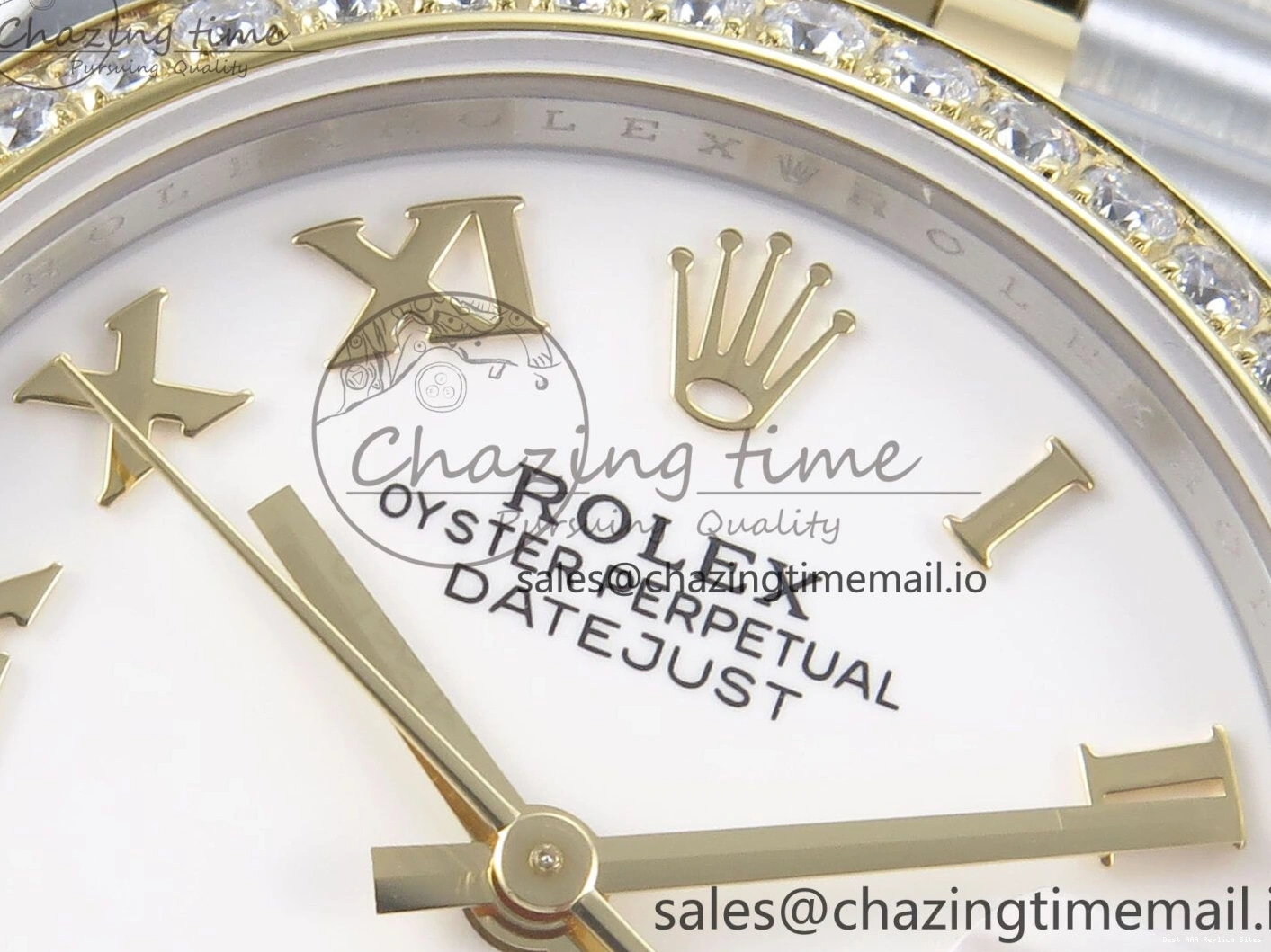 Good Copy Rolex Watches Jubilee Diamonds ETA Roman Dial 278383RBR MoistureWicking ARF SS Bracelet 904L DateJust Best 31 1:1 Bezel on White Edition Steel 407 YG 0108